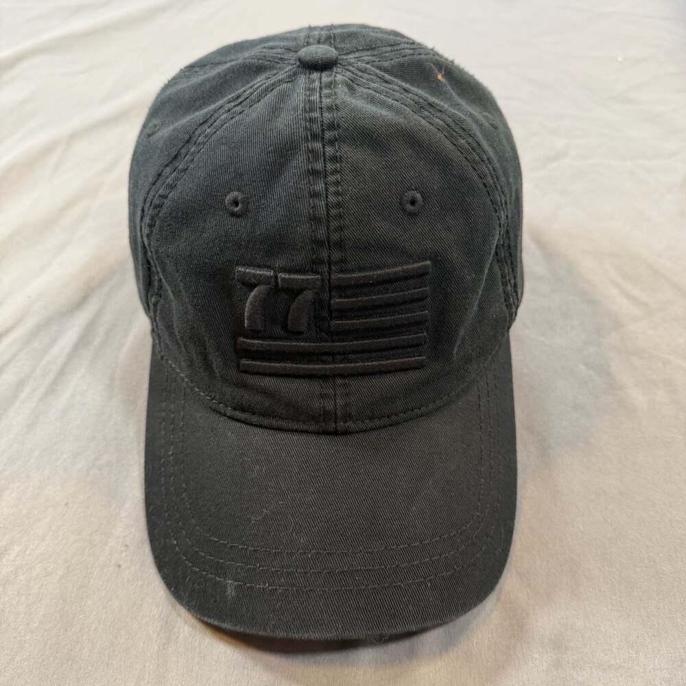 American Eagle Hat Baseball Cap Strap Back OSFM Black 77 Flag Dad Cap